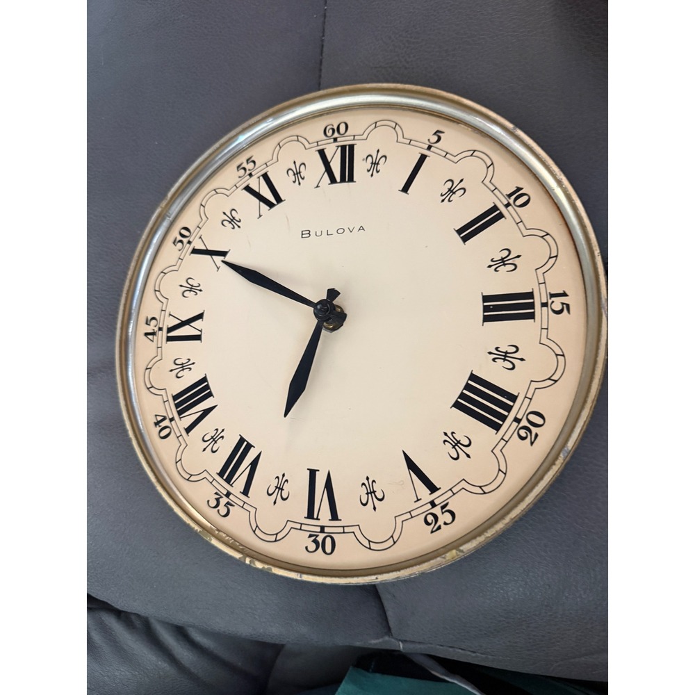 Vintage Bulova‎ Wall Clock Face Roman Numerals Cream Analog Replacement Part DIY